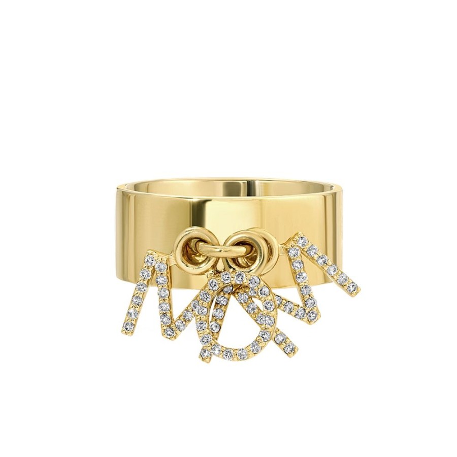 Jewelry Nancy Newberg | Three Diamond Initial "Mom" Charm Cigar Band