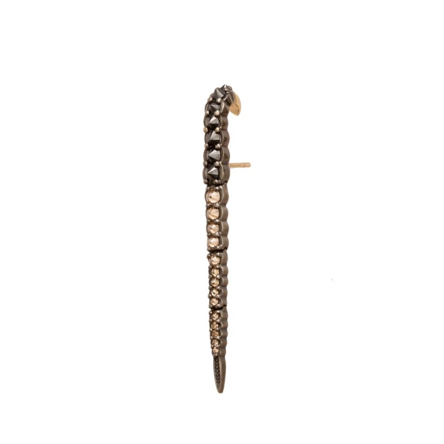 Jewelry Ara Vartanian | Black And Brown Diamond Whip Earring