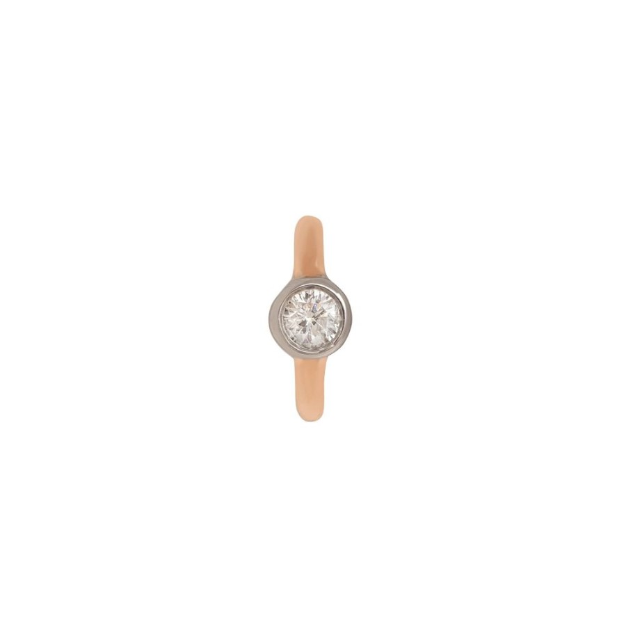 Jewelry Trouver | Round Bezel Huggie 5Mm - Rose & White Gold