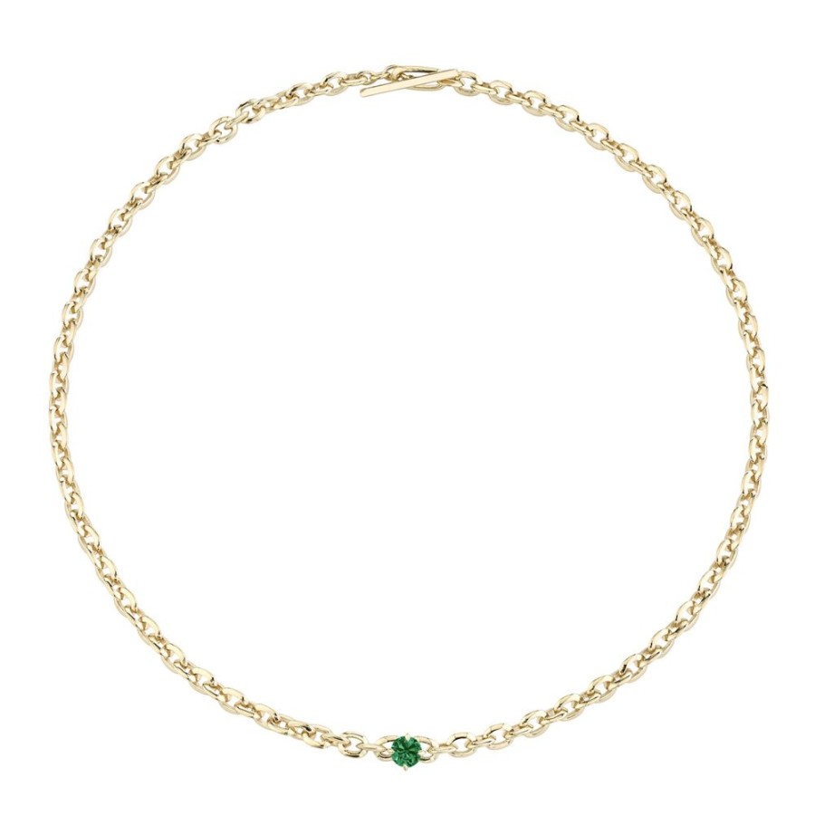 Jewelry Lizzie Mandler | Knife Edge Link Necklace - Emerald