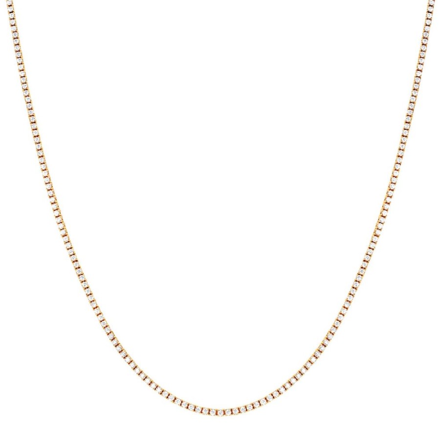 Jewelry EF Collection | Grace Diamond Tennis Necklace - Yellow Gold