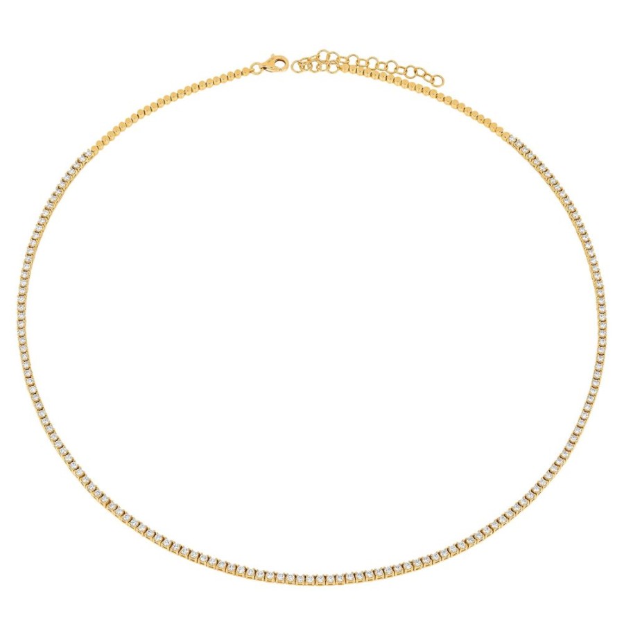 Jewelry EF Collection | Grace Diamond Tennis Necklace - Yellow Gold