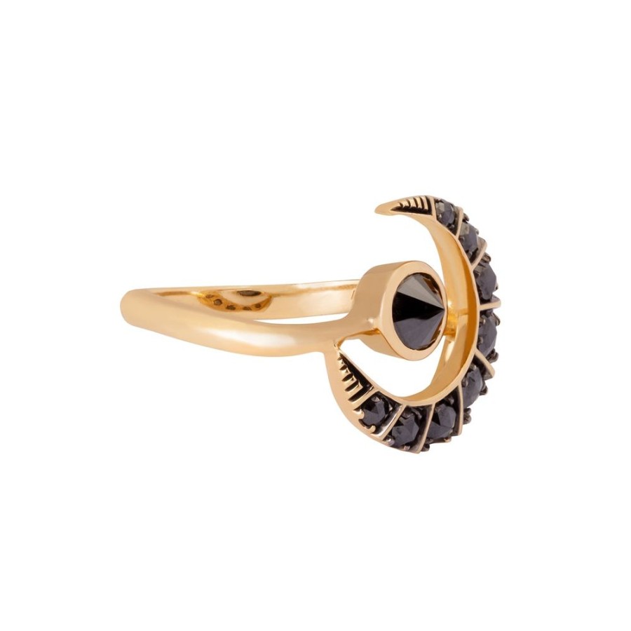 Jewelry Ara Vartanian | Crescent Ring - Black Diamond