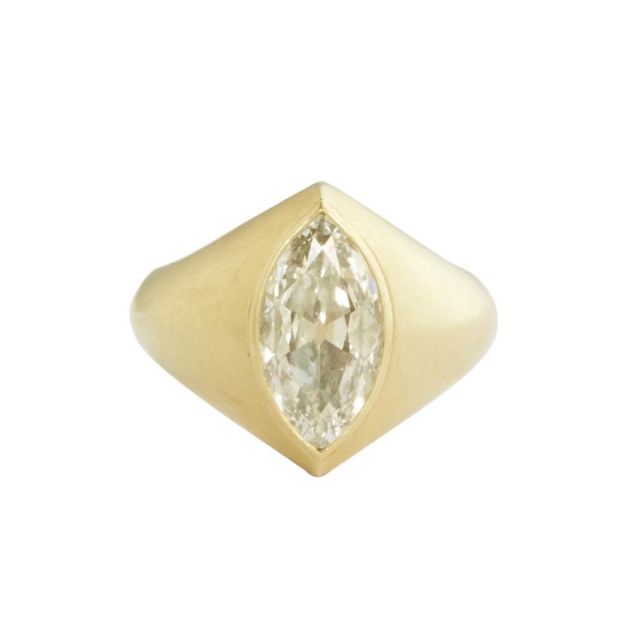 Jewelry Jenna Blake | Marquise Diamond Ring - Brushed Yellow Gold