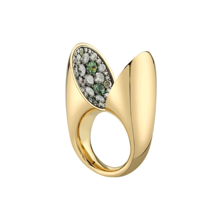 Jewelry VRAM | Echo Ring - Gray Diamond & Green Garnet