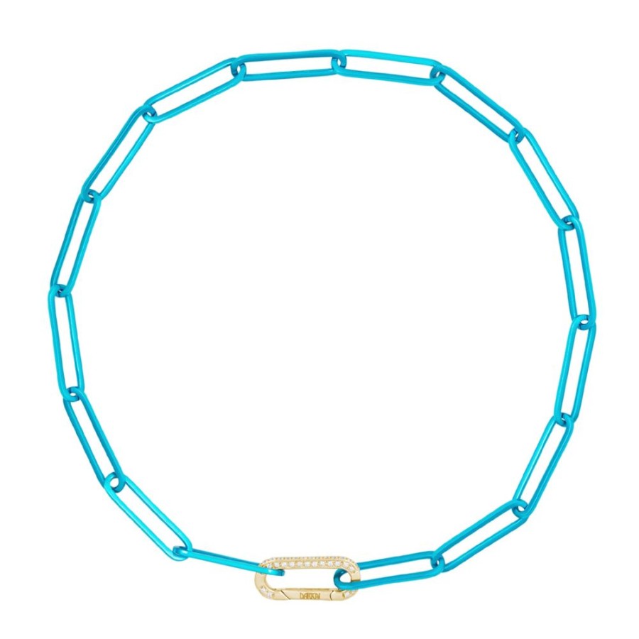 Jewelry DARKAI | Cable Link Necklace - Cyan & Yellow Gold