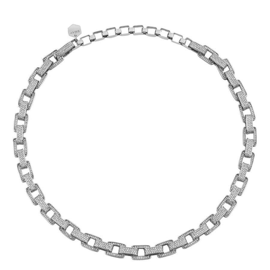 Jewelry SHAY | Deco Link Necklace - White Gold