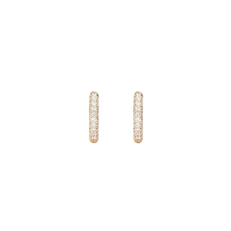 Jewelry Engelbert | Slim Creol Earrings - Pave Diamond