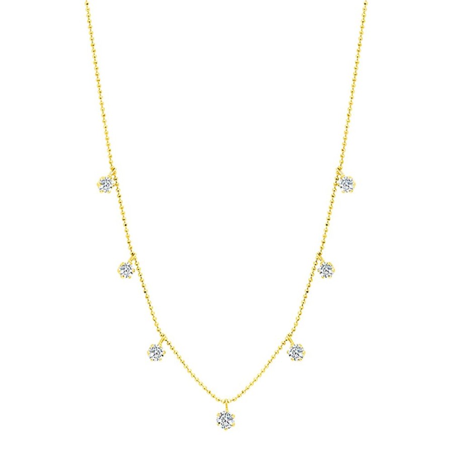 Jewelry Graziela | Medium Floating Diamond Necklace - Yellow Gold