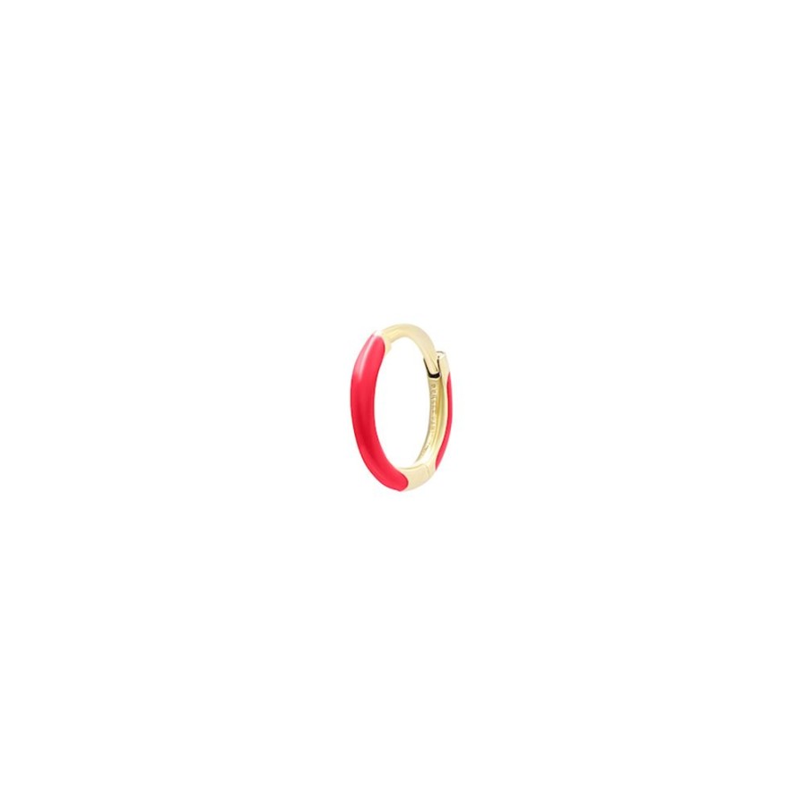 Jewelry Persée Paris | Enamel Pink Hoop - Yellow Gold