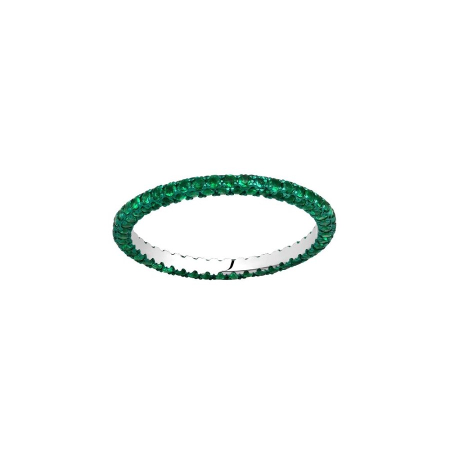 Jewelry Graziela | Emerald & Green Rhodium 3 Sided Band Ring