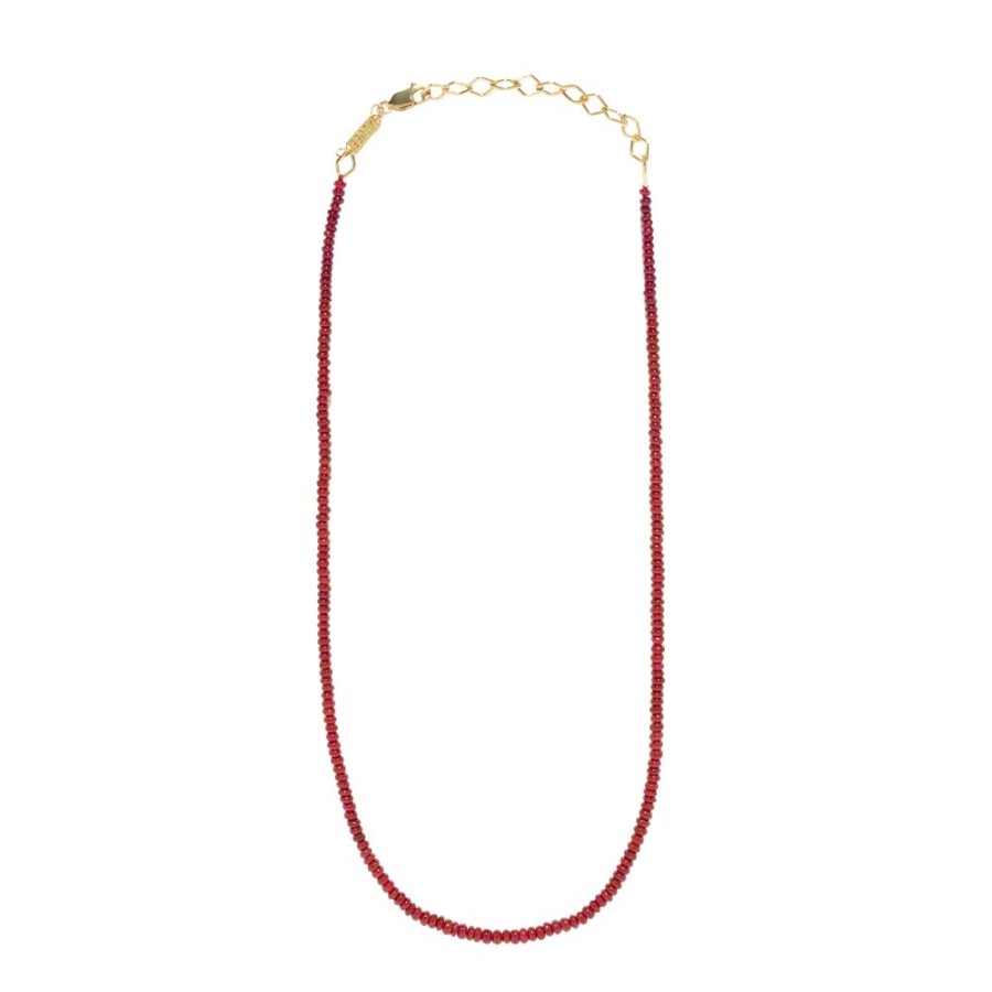 Jewelry Azlee | Adjustable Small Bead Necklace - Ruby