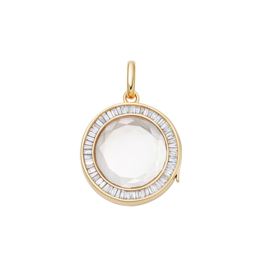 Jewelry Loquet | Baguette Diamond Orb Locket - Yellow Gold