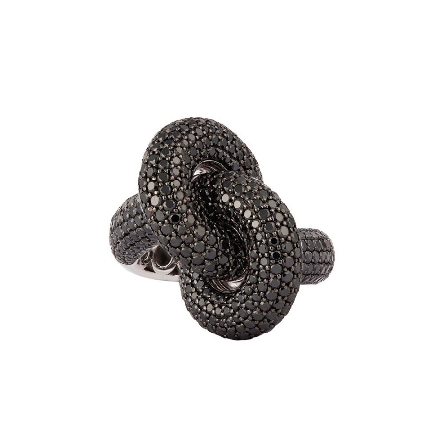 Jewelry Engelbert | Fat Knot Black Diamond Ring - White Gold