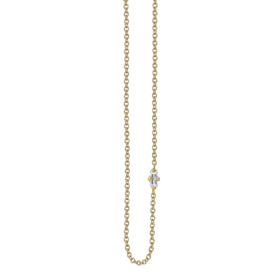 Jewelry Lizzie Mandler | Floating Baguette Diamond Necklace