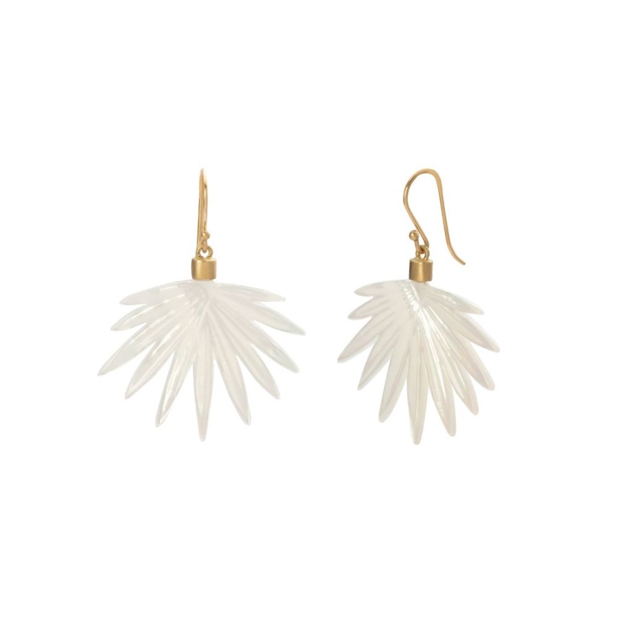 Jewelry Annette Ferdinandsen | Small White Mother Of Pearl Fan Palm Earrings