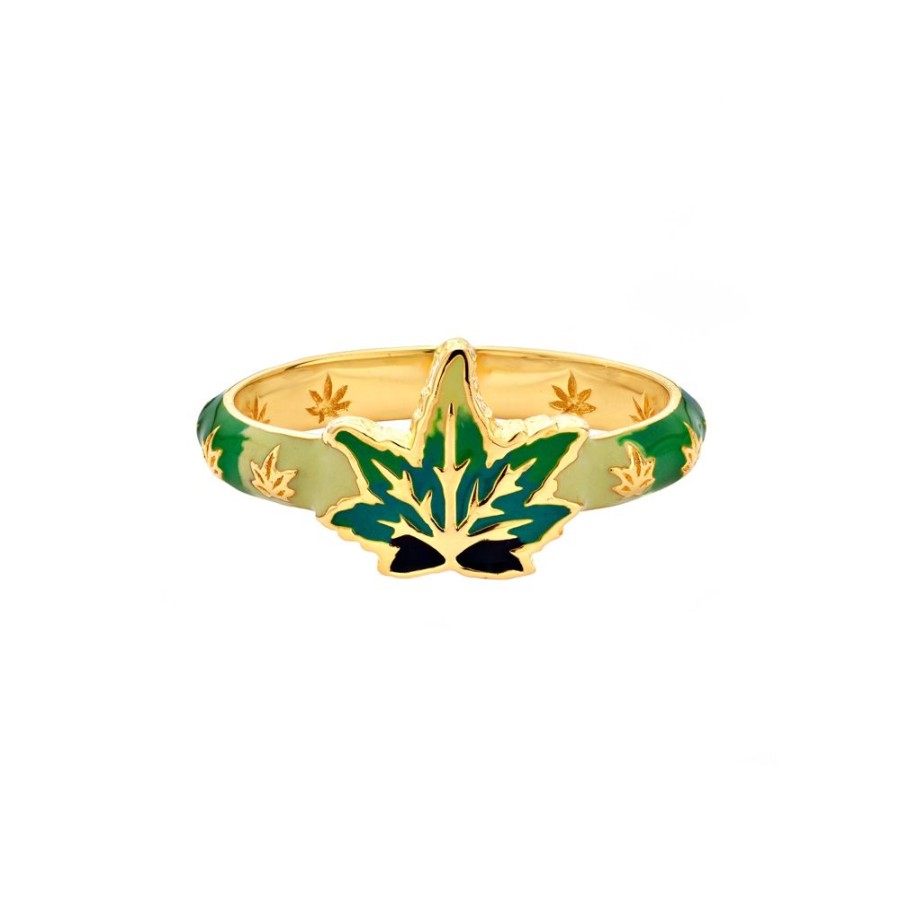 Jewelry Buddha Mama | Skinny Weed Leaf Ring