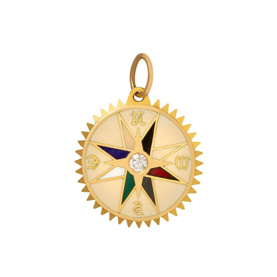 Jewelry Foundrae | Petite Cream Internal Compass Medallion