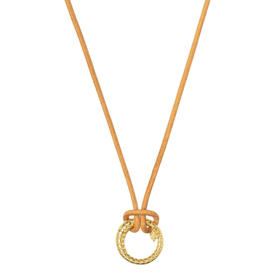 Jewelry Jenna Blake | Leather Necklace With Snake Clasp