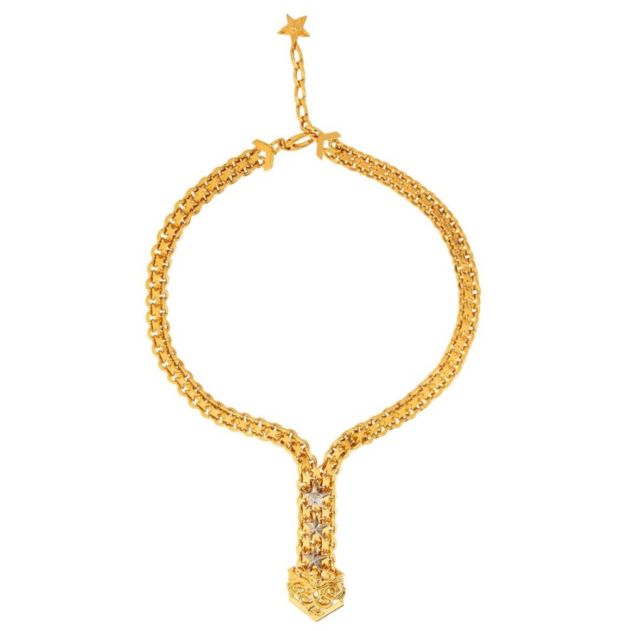 Jewelry Antique & Vintage Jewelry | Versace Thick Link Medusa Star Necklace