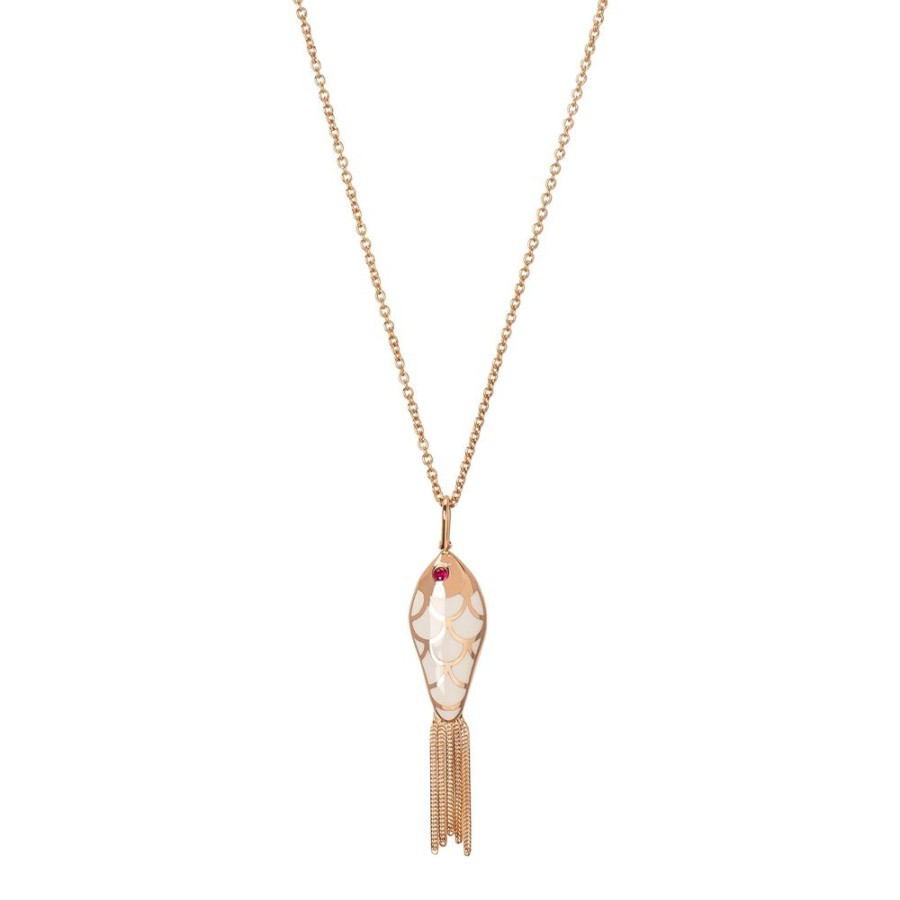 Jewelry Selim Mouzannar | Fish For Love Pendant Necklace - Ivory & Mint Green