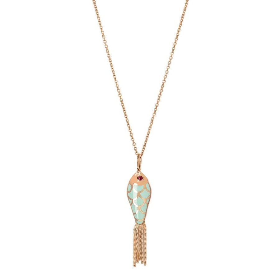 Jewelry Selim Mouzannar | Fish For Love Pendant Necklace - Ivory & Mint Green