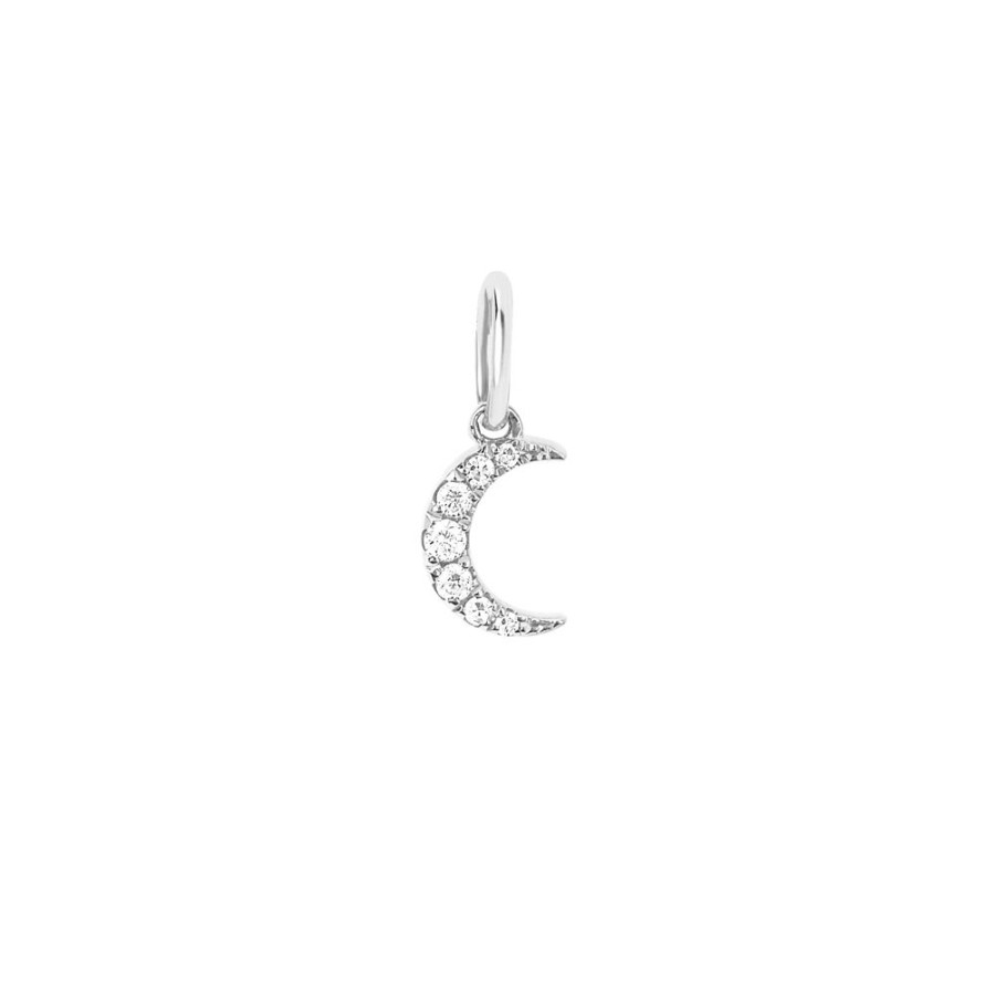 Jewelry EF Collection | Moon Diamond Pendant - White Gold