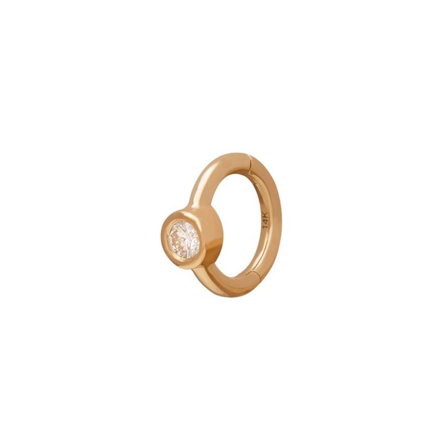 Jewelry Trouver | Round Bezel Huggie 5Mm - Yellow Gold