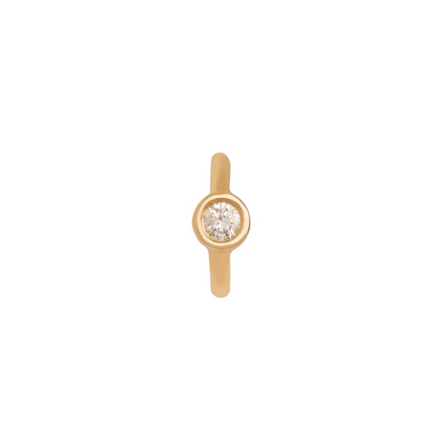 Jewelry Trouver | Round Bezel Huggie 5Mm - Yellow Gold