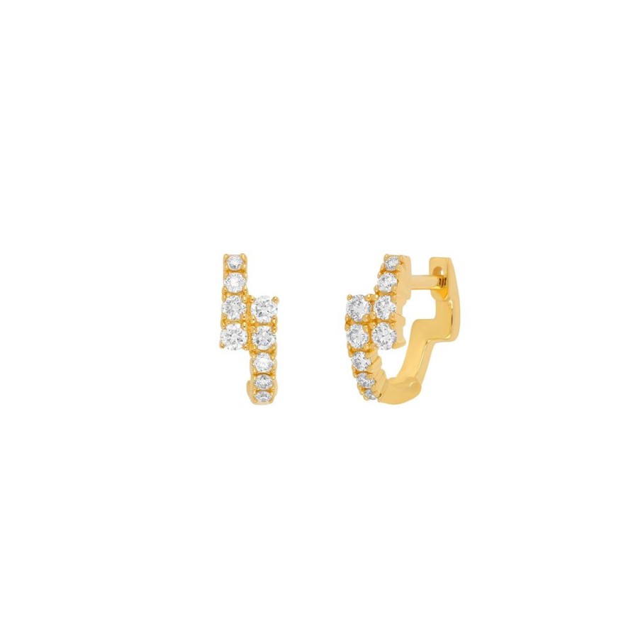 Jewelry EF Collection | Marley Mini Diamond Huggies - Yellow Gold