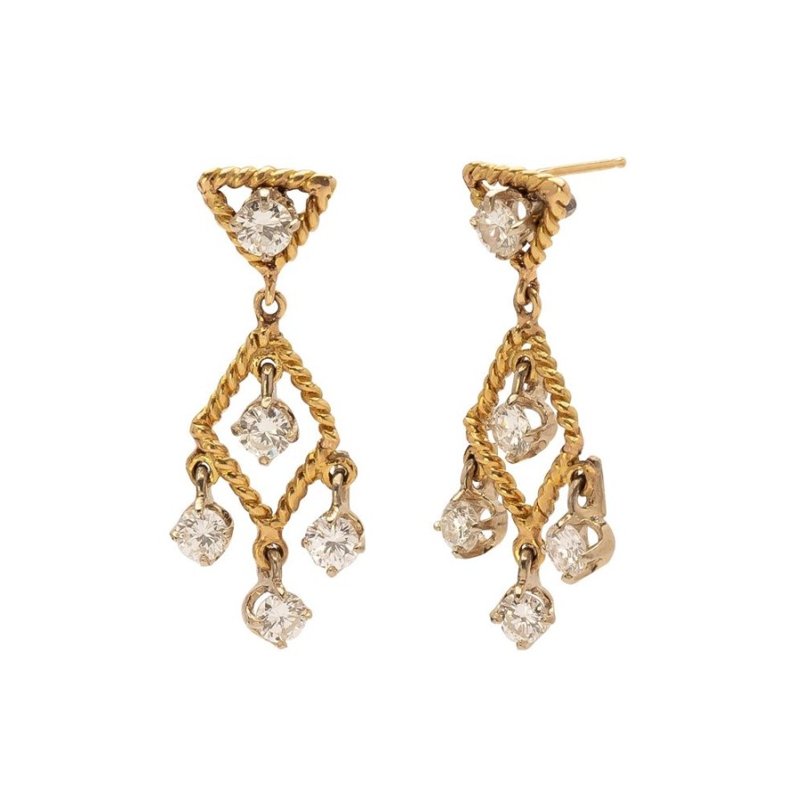 Jewelry Antique & Vintage Jewelry | Twisted Framed Diamond Drop Earrings