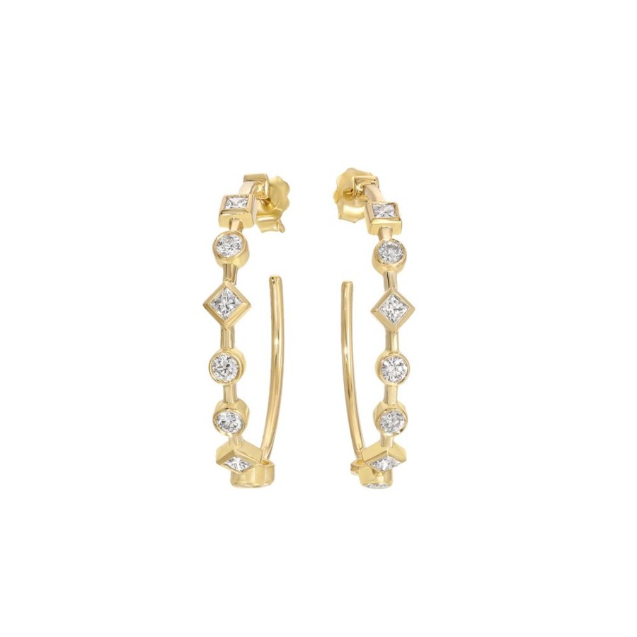 Jewelry Nancy Newberg | Round And Square Diamond Hoops