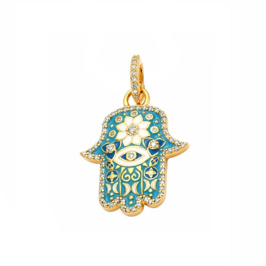 Jewelry Buddha Mama | Small Hamsa Pendant - Sky Blue