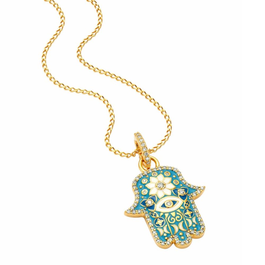 Jewelry Buddha Mama | Small Hamsa Pendant - Sky Blue