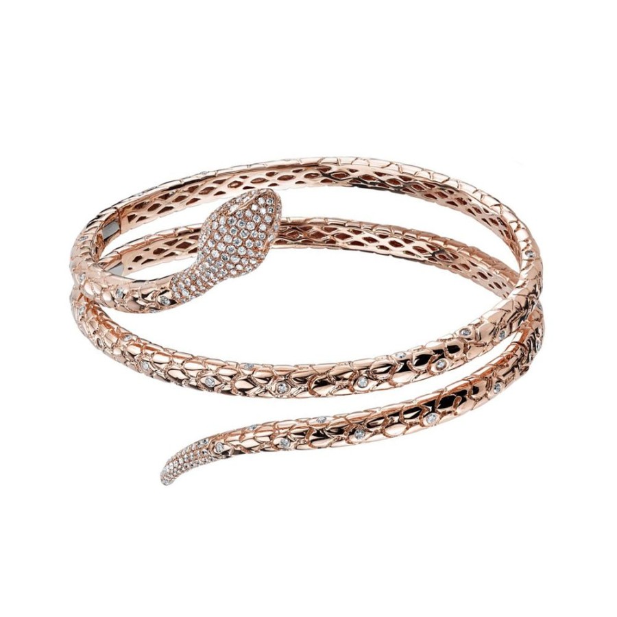 Jewelry Borgioni | Snake Hinged Diamond Cuff - Rose Gold