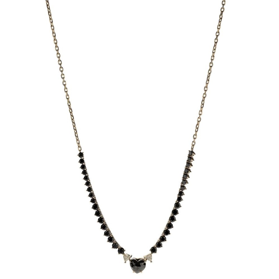 Jewelry Ara Vartanian | Black And White Heart Pendant Necklace