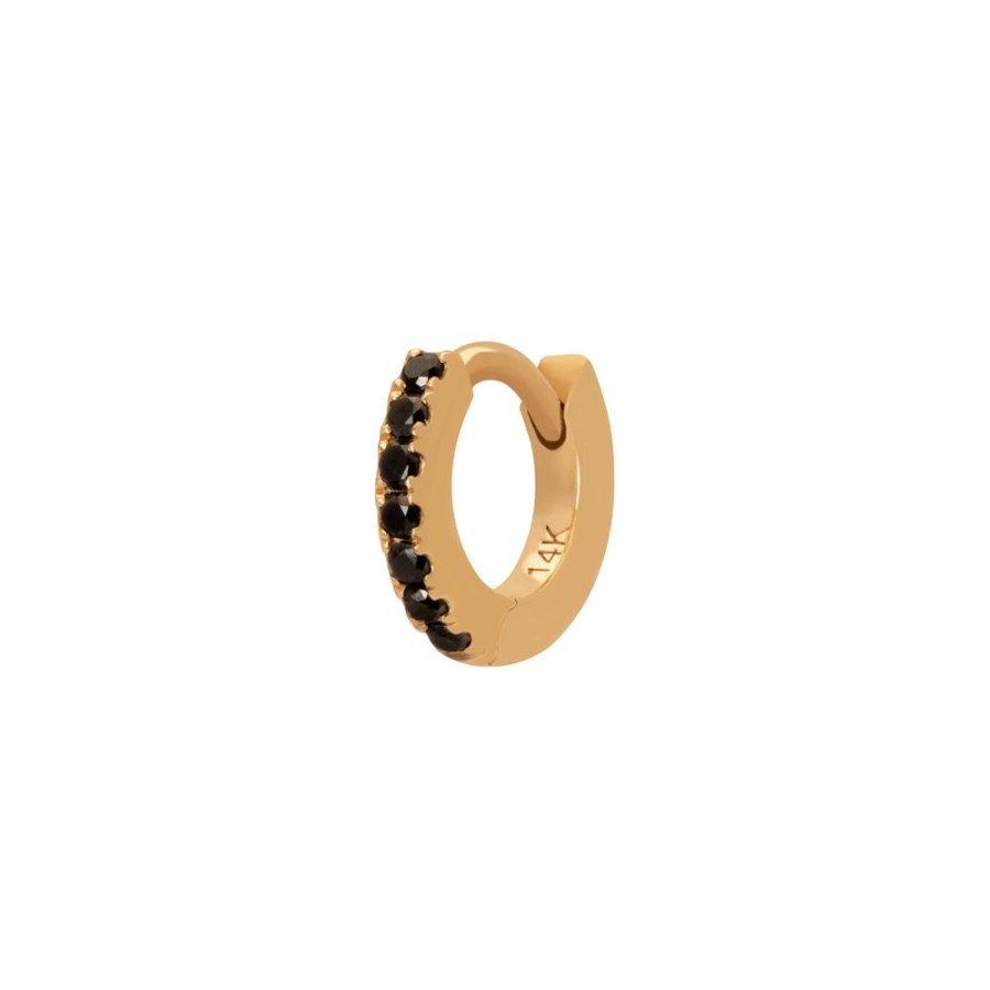 Jewelry Trouver | Half Paved Black Diamond Huggie 5Mm