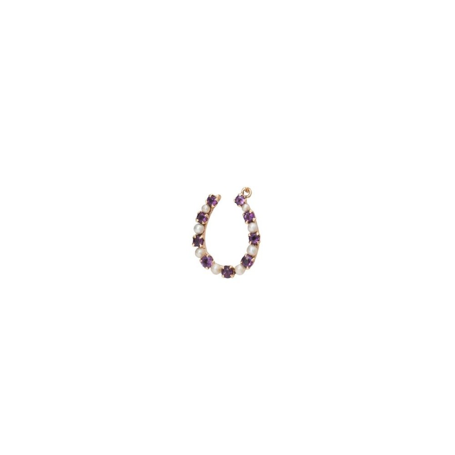 Jewelry Antique & Vintage Jewelry | Amethyst Pearl Horseshoe Charm