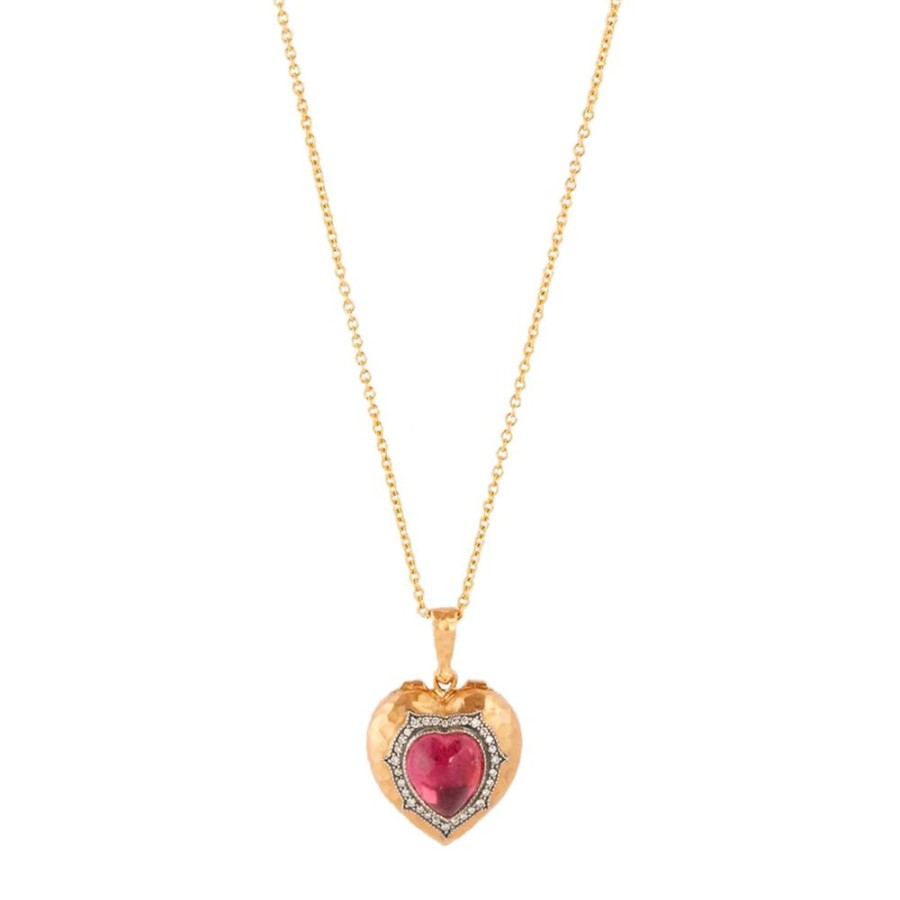 Jewelry Arman Sarkisyan | Hammered Puff Love Locket Necklace With Heart Center