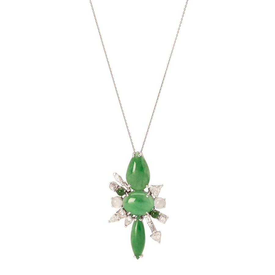 Jewelry Xiao Wang | Galaxy Cabochon Jadeite & Diamond Necklace