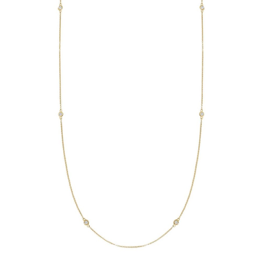 Jewelry Loquet | 32" Long Fine Diamond Chain Necklace - Yellow Gold