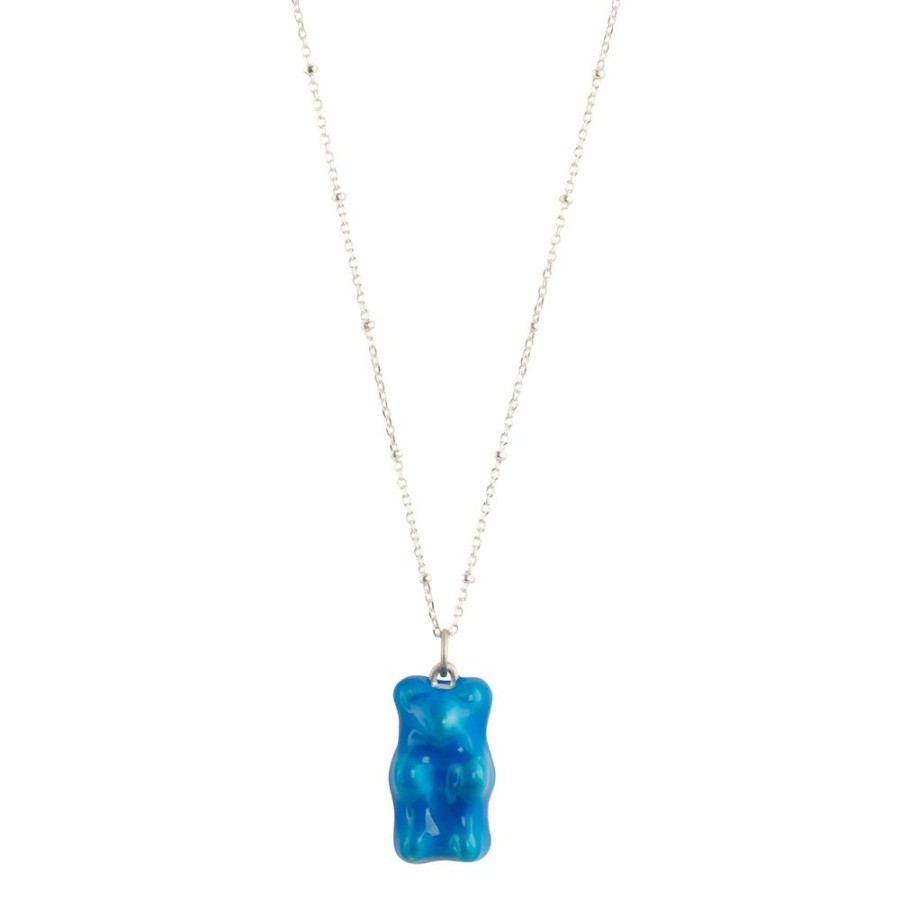 Jewelry Maggoosh | Gummy Pendant Necklace - Neon Blue & Ball Silver