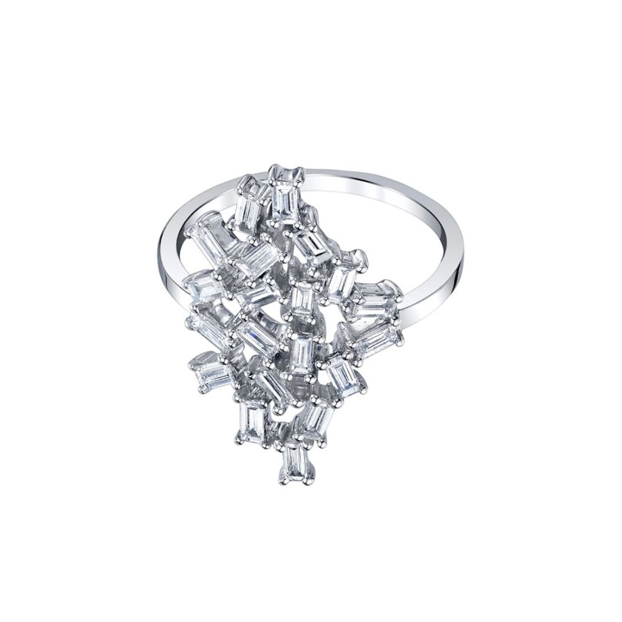 Jewelry Borgioni | Large Baguette Diamond Cluster Ring - White Gold