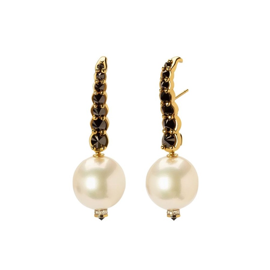 Jewelry Ara Vartanian | Pearl & Black Diamond Drop Earrings