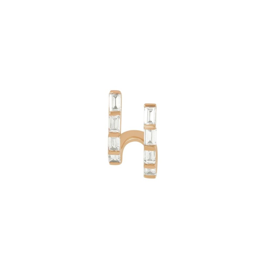 Jewelry EF Collection | Double Baguette Diamond Illusion Mini Huggie