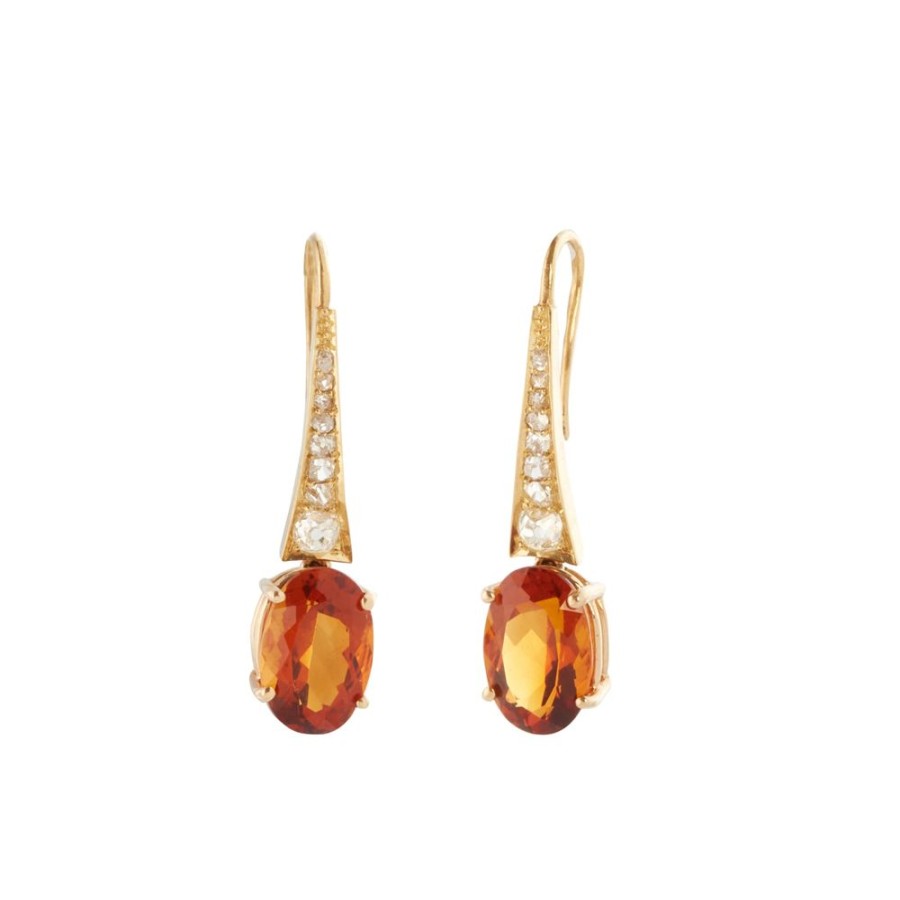 Jewelry Antique & Vintage Jewelry | Diamond And Citrine Earrings