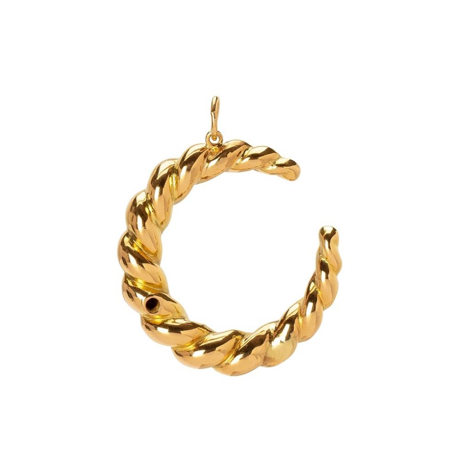 Jewelry Antique & Vintage Jewelry | Two-Tone Puffy Twisted Crescent Pendant