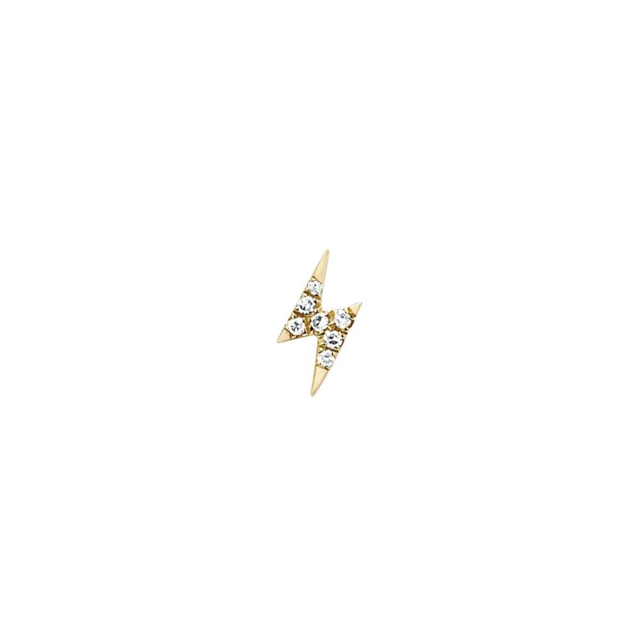 Jewelry EF Collection | Mini Lightning Bolt Stud - Yellow Gold