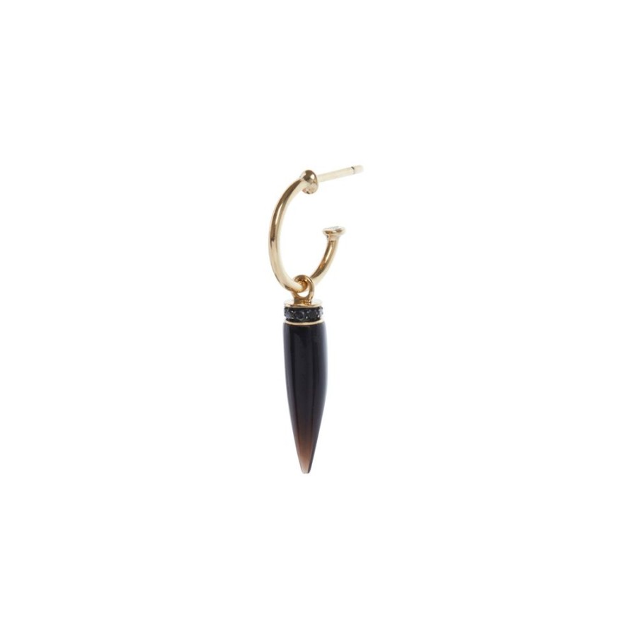 Jewelry Ara Vartanian | Horn Earring - Black Diamond And Quartz