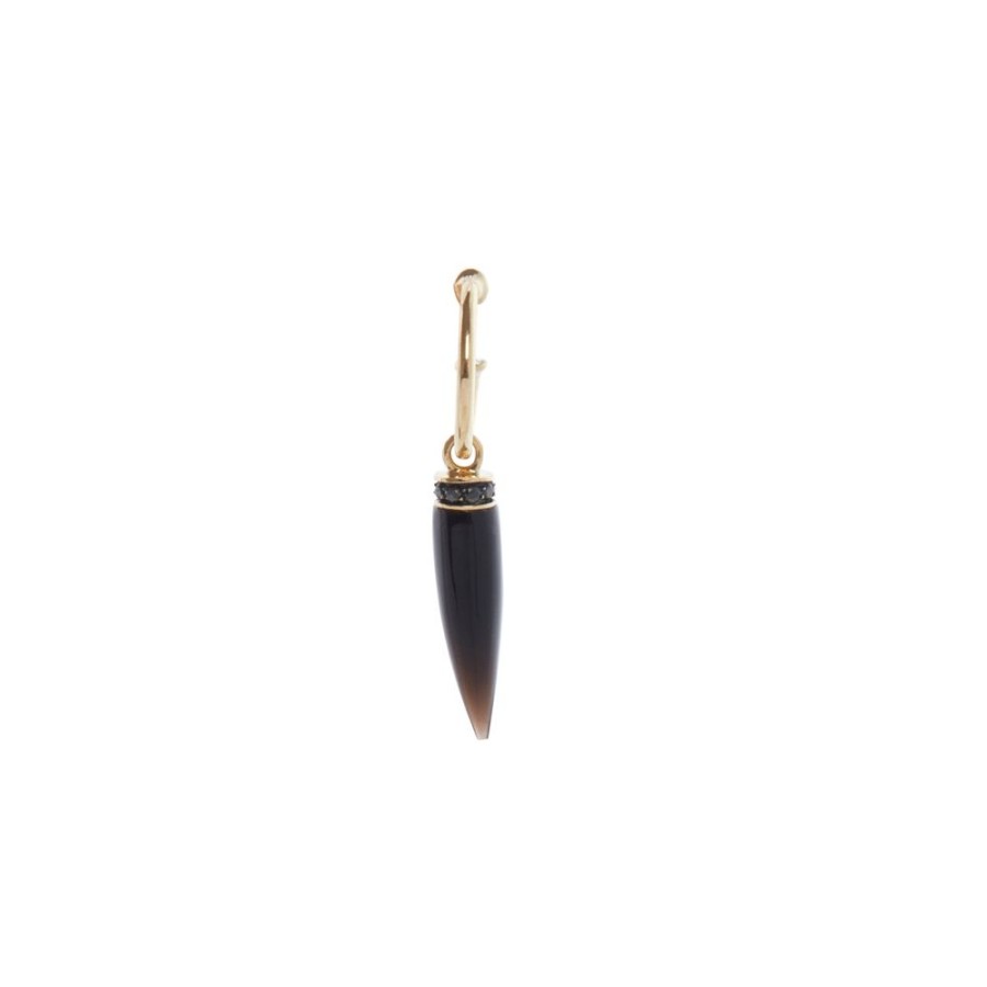 Jewelry Ara Vartanian | Horn Earring - Black Diamond And Quartz